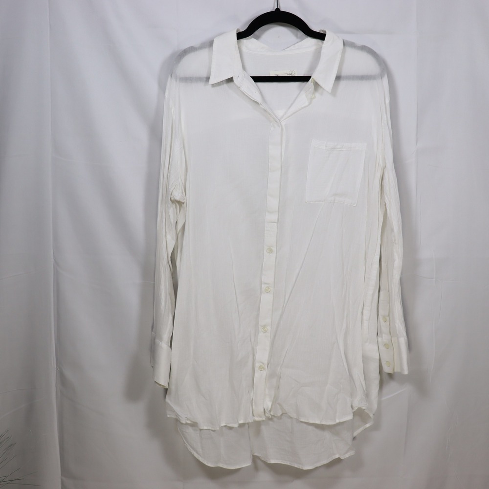 Treasure & Bond Button Down XL White Womens Coastal Gauze Tunic